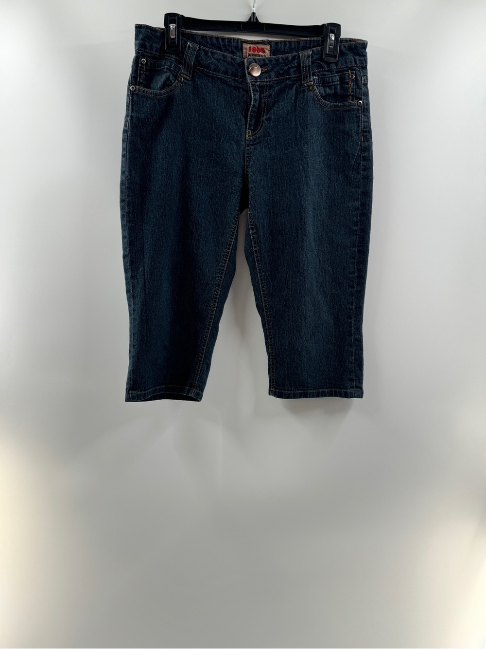 Y2K Vintage No Boundaries Denim Capri Jeans Juniors Size 11 Dark Wash